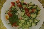 Салат из помидоров и огурцов | Салат из помидоров и огурцов с чесноком и зеленью